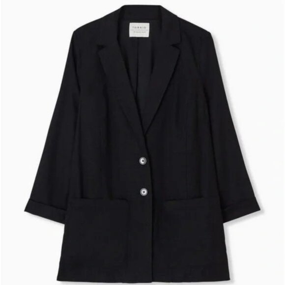 Torrid Linen Relaxed Fit Blazer Plus Size 2X NWT Lined Double‎ Button Front - Picture 1 of 13